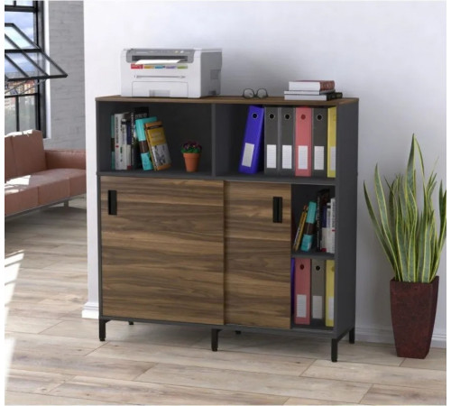 Тумба офисная LS-1200-1200 — раздвижная дверь, на ножках.