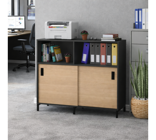 Тумба офисная LS-1200-1200 — раздвижная дверь, на ножках.