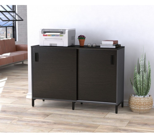 Тумба офисная LS-1200 MSMLOFT — раздвижная дверь, антрацит (120×83×40)
