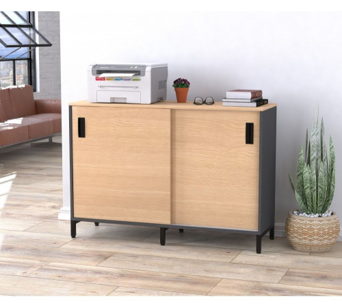 Тумба офисная LS-1200 MSMLOFT — раздвижная дверь, антрацит (120×83×40)