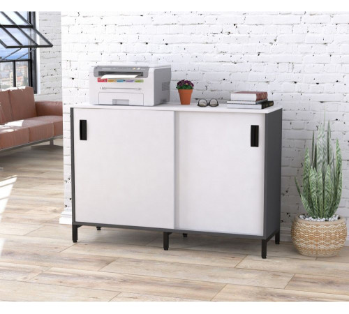 Тумба офисная LS-1200 MSMLOFT — раздвижная дверь, антрацит (120×83×40)