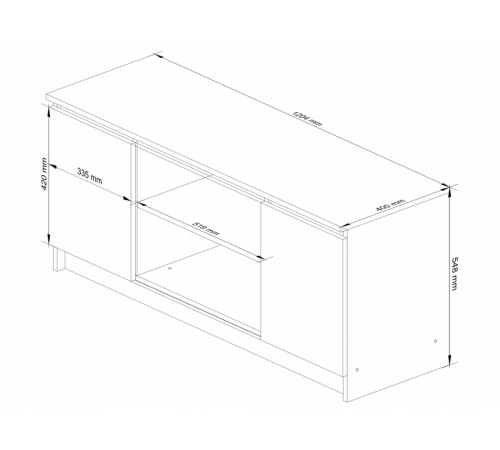 Тумба под телевизор 120 см с 2 дверями — дуб Сонома