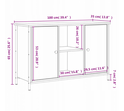 Тумба под телевизор – дуб Сонома (100×35×65 см)