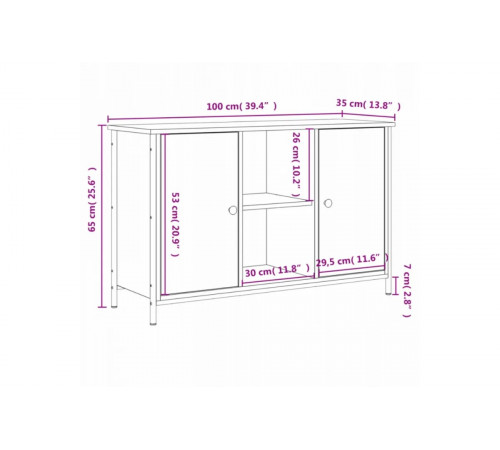 Тумба под телевизор – дуб Сонома (100×35×65 см)
