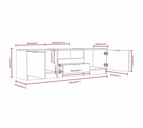Тумба под телевизор – дуб Сонома (140×35×40 см)