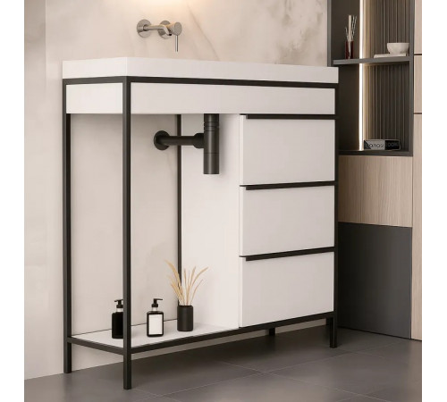 Тумба под раковину с открытыми и закрытыми полками, 1000×350×1000 мм (МСМ)