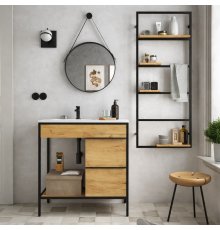 Тумба под раковину с открытыми и закрытыми полками в ванную 1000х1000х350 мм