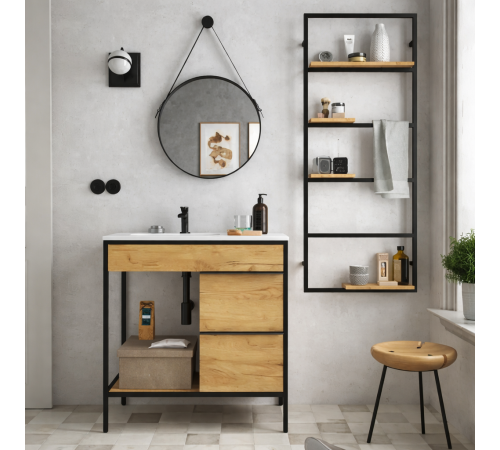 Тумба под раковину с открытыми и закрытыми полками, 1000×350×1000 мм (МСМ)