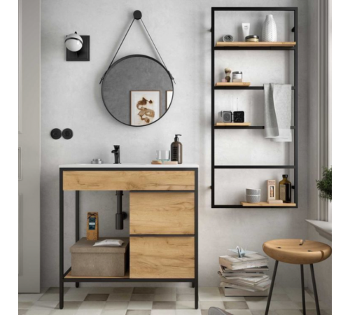 Тумба под раковину с открытыми и закрытыми полками, 1000×350×1000 мм (МСМ)