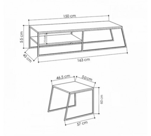 Тумба под телевизор MSMLOFT + кофейный столик - Loft-дизайн