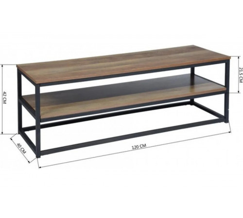 Тумба под телевизор MSMLOFT 120 см — металлическая, 2 полки.