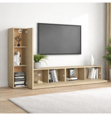 Тумба под телевизор, 3 части, дуб сонома