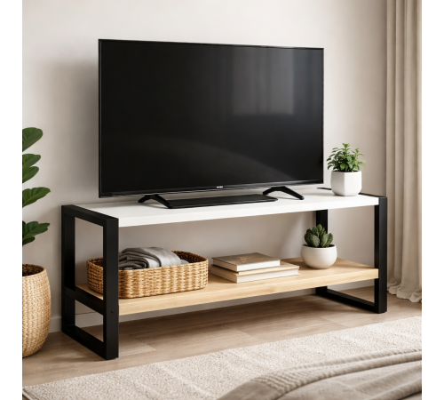 Тумба под телевизор Sonoma + белая - MSMLOFT