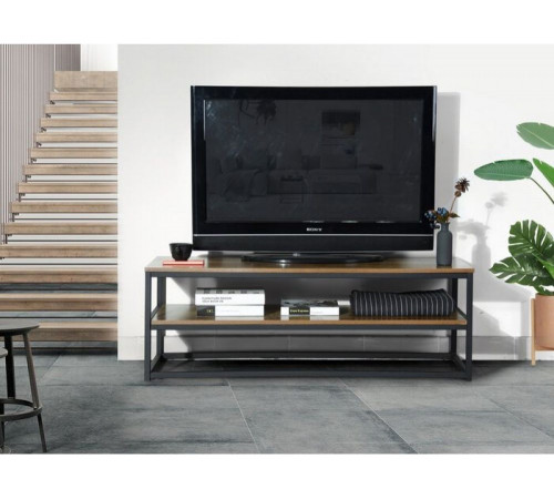 Тумба под телевизор MSMLOFT 120 см — металлическая, 2 полки.