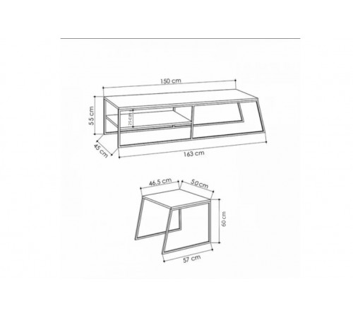 Тумба MSMLOFT 163 см + кофейный столик.