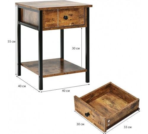 Тумбочка Gymax – стильный лофт элемент для современной спальни.