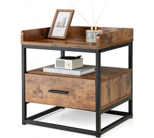 Тумбочка Gymax Side – 3-ярусная тумба с ящиком в стиле лофт