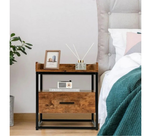 Тумбочка Gymax Side – 3-ярусная тумба с ящиком в стиле лофт