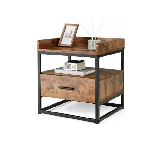 Тумбочка Gymax Side – 3-ярусная тумба с ящиком в стиле лофт