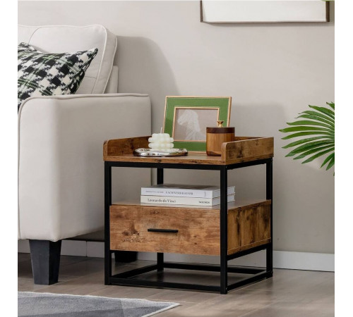 Тумбочка Gymax Side – 3-ярусная тумба с ящиком в стиле лофт