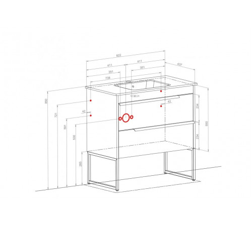Тумбочка Loft-Iron со столешницей 65×55×43