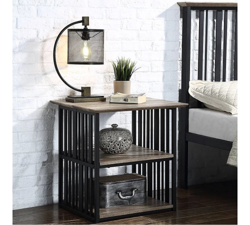 Стильная лофт-тумба с металлическим каркасом.