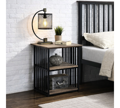 Стильная лофт-тумба с металлическим каркасом.