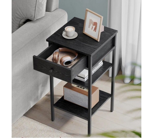 Тумбочка с ящиком и 2 полками – металл и ДСП в стиле лофт