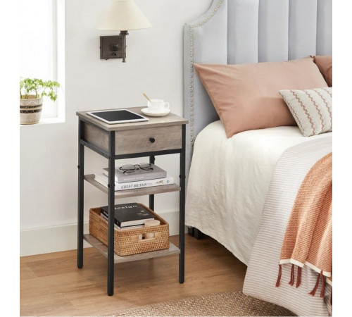 Тумбочка с ящиком и 2 полками – металл и ДСП в стиле лофт