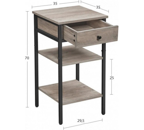 Тумбочка с ящиком и 2 полками – металл и ДСП в стиле лофт