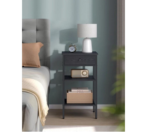 Тумбочка с ящиком и 2 полками – металл и ДСП в стиле лофт