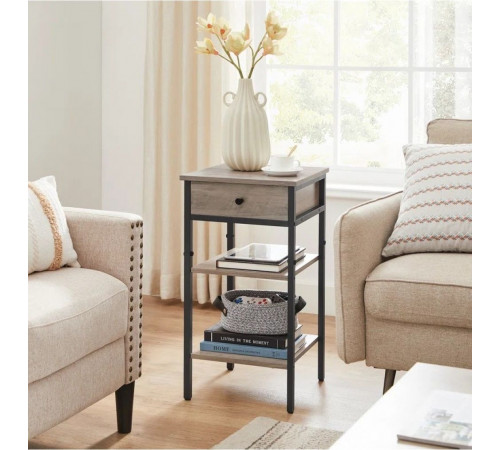 Тумбочка с ящиком и 2 полками – металл и ДСП в стиле лофт