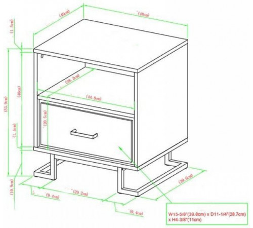 Тумбочка с 1 ящиком стиле лофт