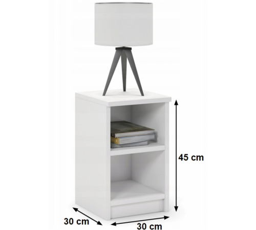 Белая тумбочка с двумя полками