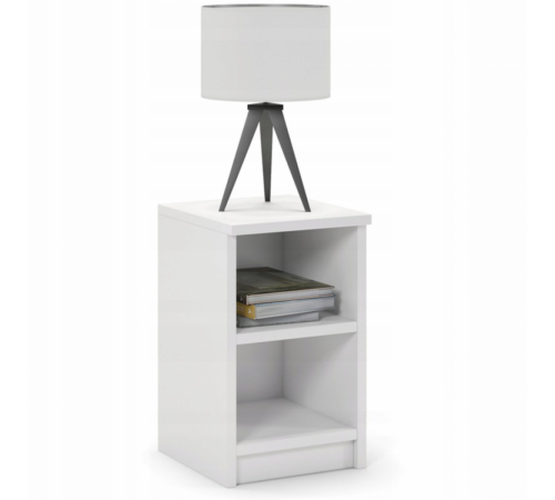 Белая тумбочка с двумя полками