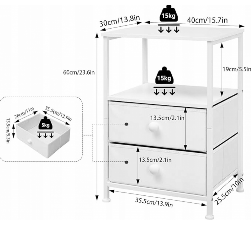 Тумбочка MSM с металлическим каркасом и ДСП.