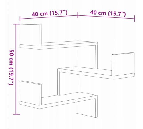 Угловые настенные полки (2 шт.) дуб Сонома