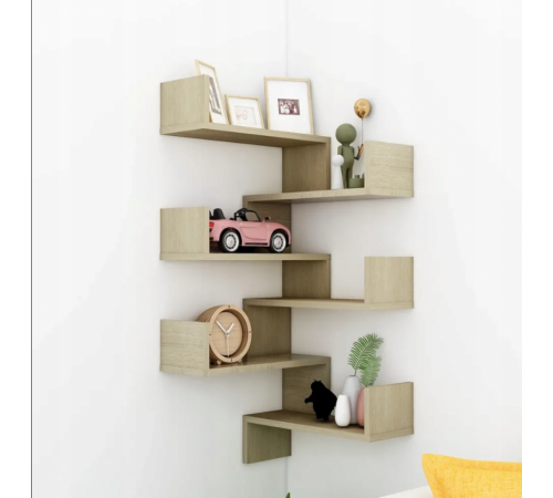 Угловые настенные полки (2 шт.) дуб Сонома