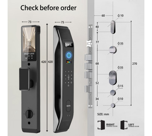 Умный дверной замок с распознаванием лица XSDTS Wi-Fi Smart Lock с камерой