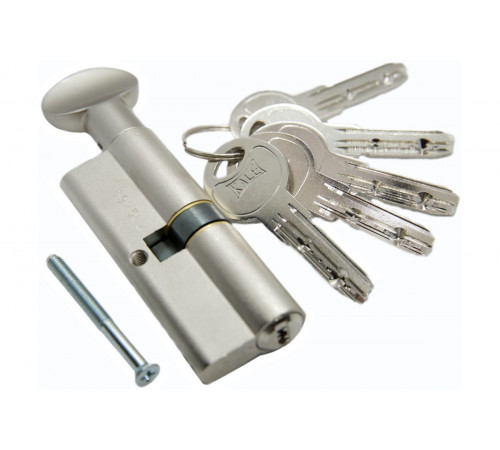 Цилиндр Kale 164 SMC 35+10+35=80mm, никель, 5 ключей, с вертушкой