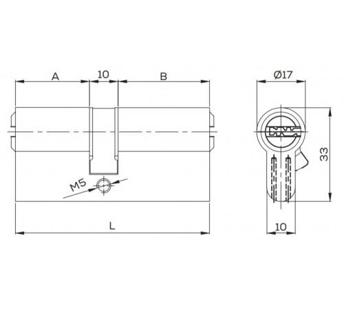 Цилиндр Kale 164SNC 35+10+35=80mm, латунь, 5 ключей