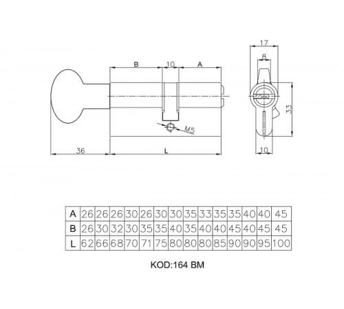 Цилиндр Kale BМ 35х10х35=80мм, никель, с вертушкой