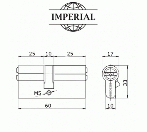 Цилиндровый механизм Imperial ZC 60 мм 30/30 ключ-ключ