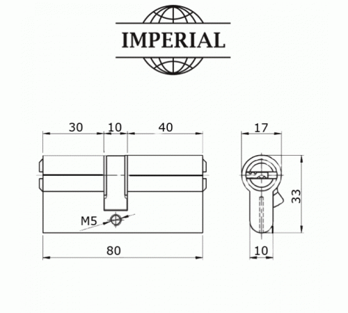 Цилиндровый механизм Imperial ZC 80 мм PB 35x45 ключ/ключ