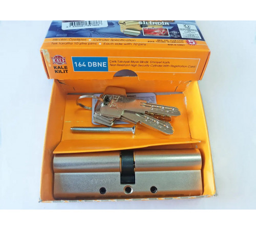 Цилиндр Kale 164 DBNE 45+10+45=100mm, никель, 5 ключей