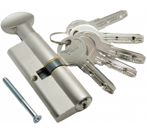Цилиндр Kale 164SMC 30+10+40=80mm, никель, 5 ключей, с вертушкой, на длинной стороне