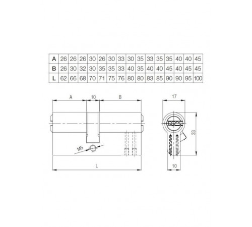 Цилиндр Kale 164SNC 40+10+50=100mm, никель, 5 ключей