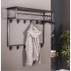 Черная настенная вешалка для одежды с 12 крючками и 1 полкой