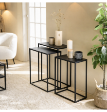 Черные металлические журнальные столики ZALA (комплект из 3 шт.)