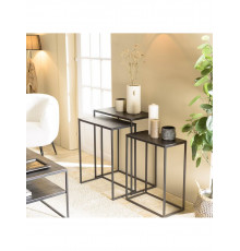 Чорні металеві журнальні столики ZALA (комплект із 3 шт.)